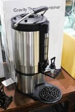 NEW GRINDMASTER 1.5 GALLON GRAVITY THERMAL CONTAINER SERVER ON STAND