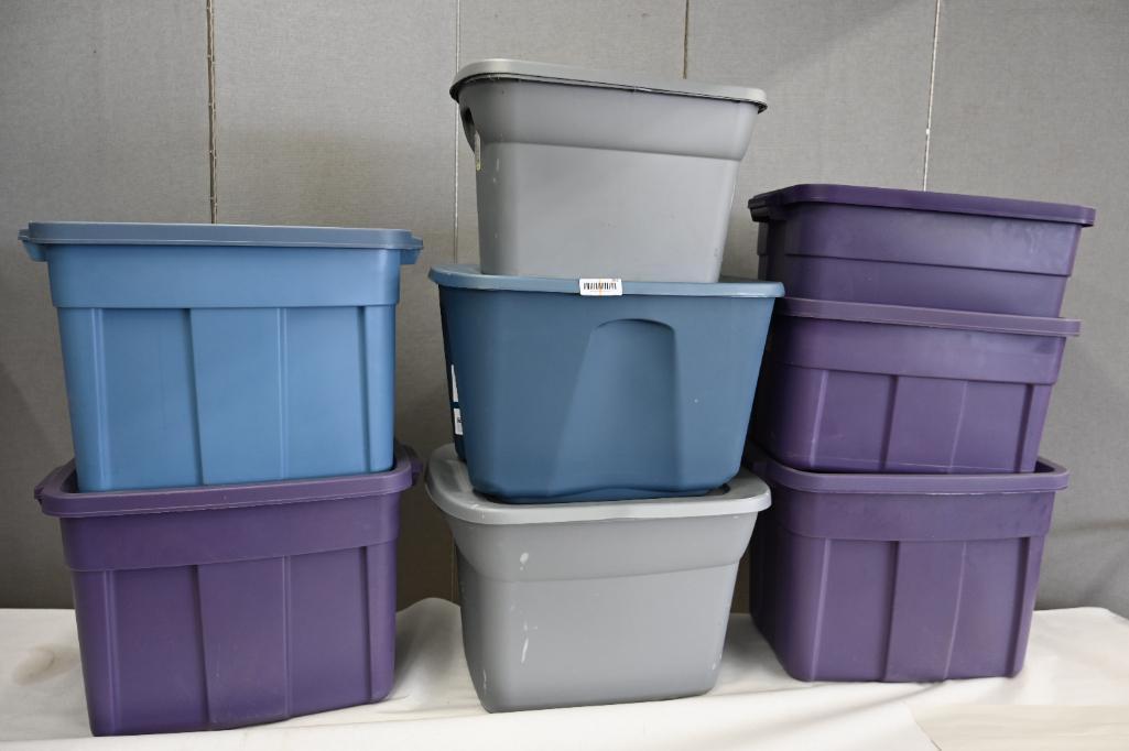 Eight Plastic Storage Containers with Lids