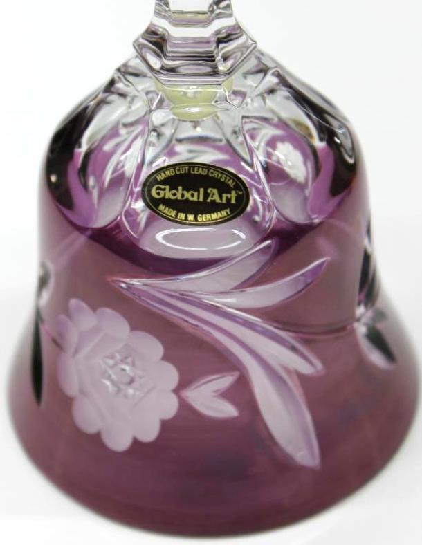 Global Art Hand Cut Purple Lead Crystal Bell