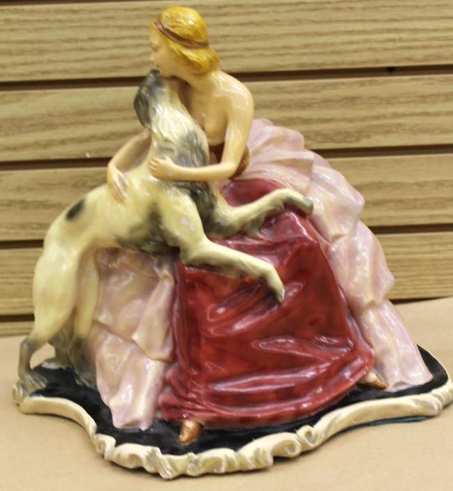 Large Handmade and Signed Vintage Statue in the Style of Goebel
