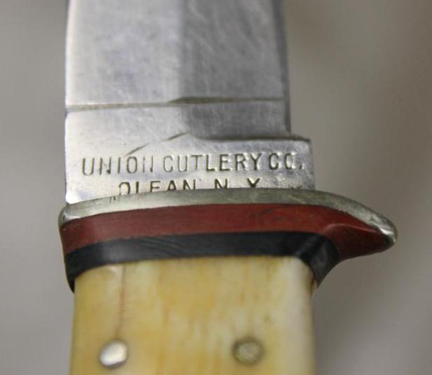 Ka-Bar Union Cutlery Stag Handle Fixed Blade Hunting Knife in Sheath