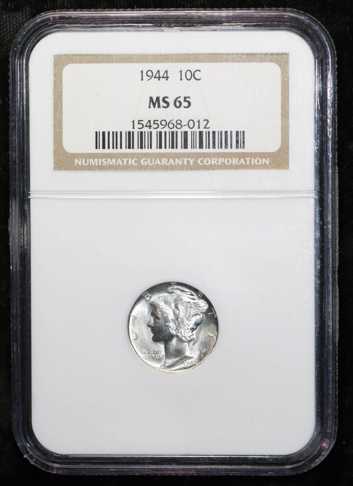 1944 MERCURY SILVER DIME COIN NGC MS65