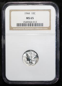 1944 MERCURY SILVER DIME COIN NGC MS65
