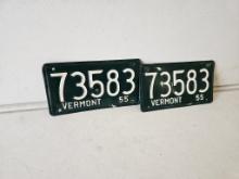 (1) Pair 1955 License Plates