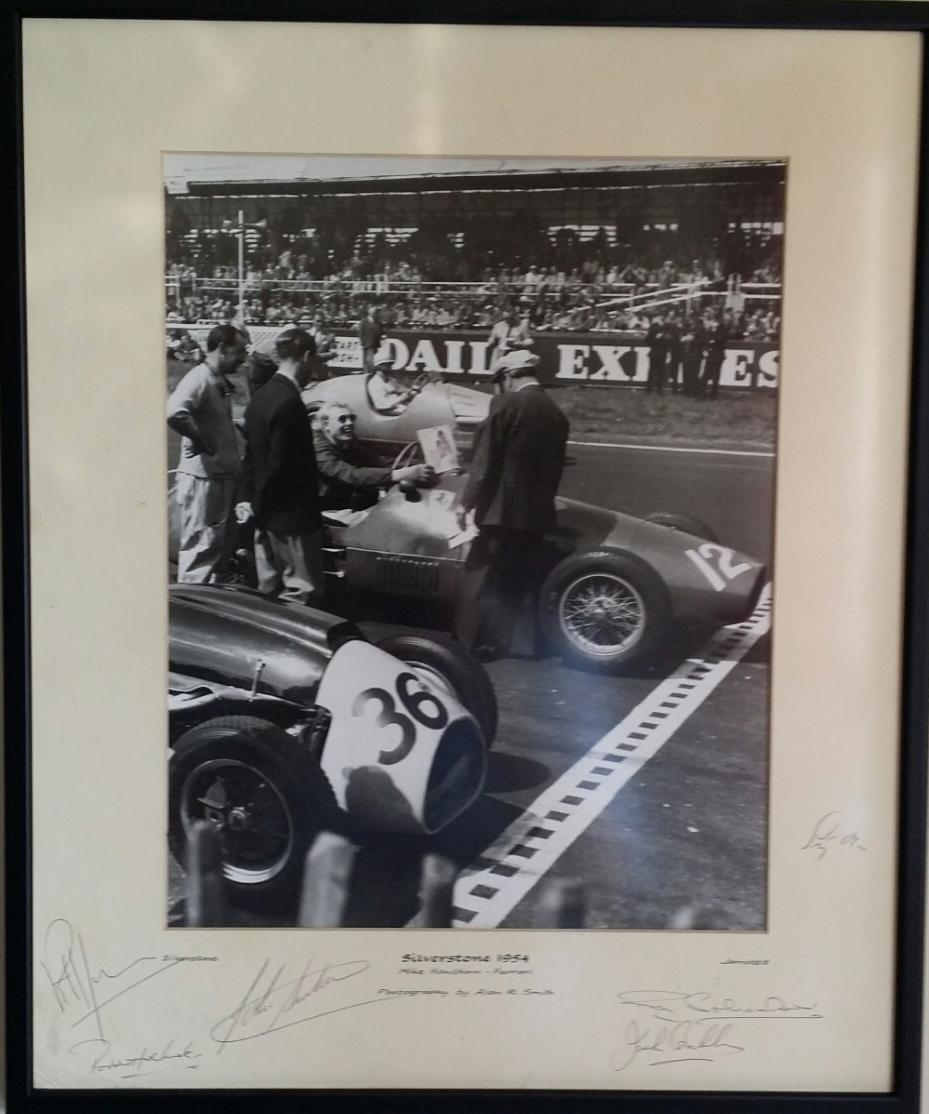 Multi-signed, Alan Smith image of Mike Hawthorn in 1954