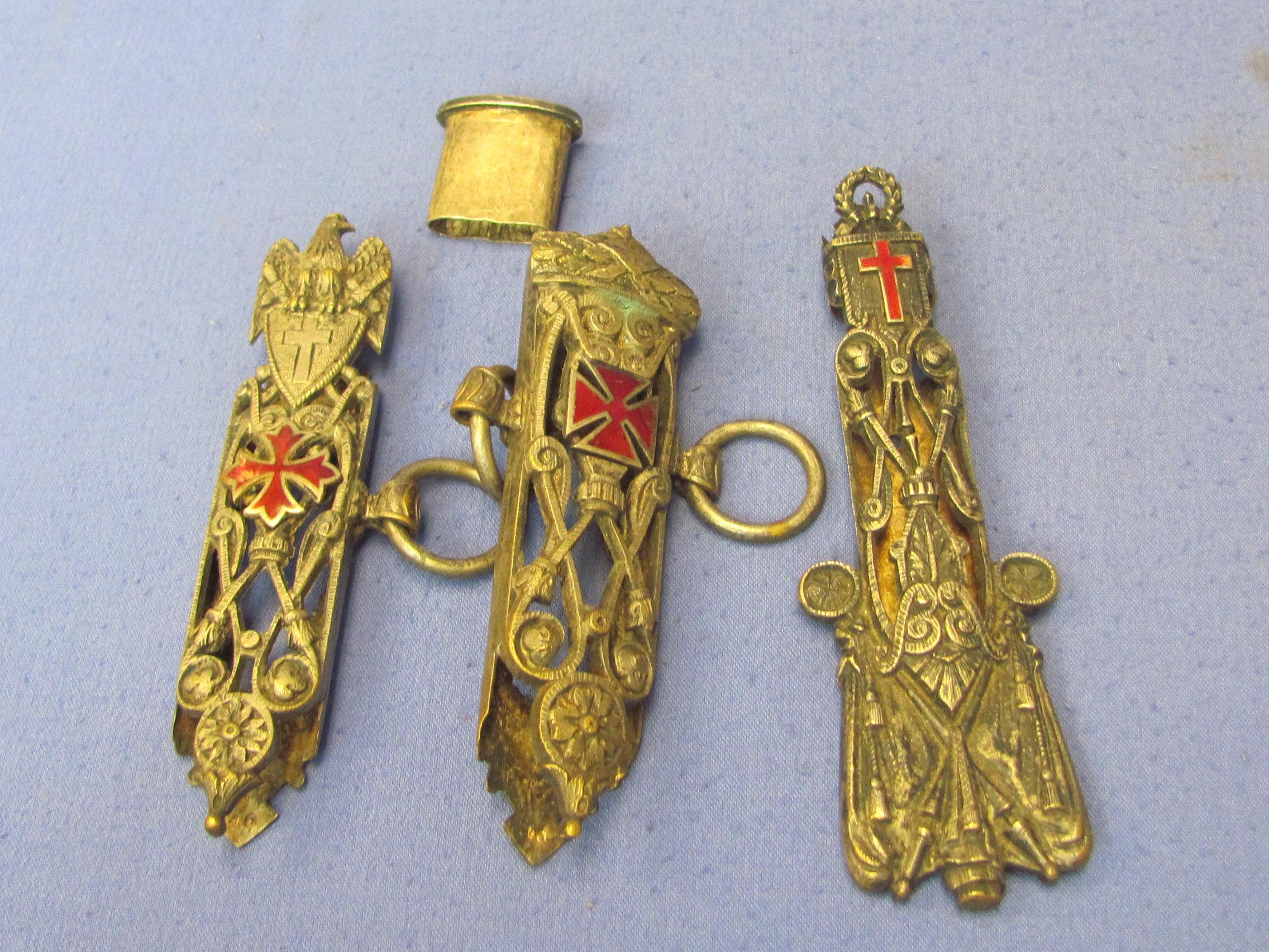 Parts for Sword Scabbard – Eagle & Cross – Maltese Cross – Silver-plated Brass?