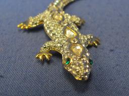 Fun Costume Lizard Pin – 3 1/4” long – Signed SAL so Swarovski Crystals
