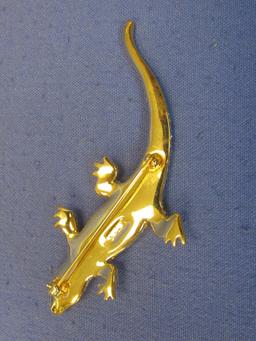 Fun Costume Lizard Pin – 3 1/4” long – Signed SAL so Swarovski Crystals