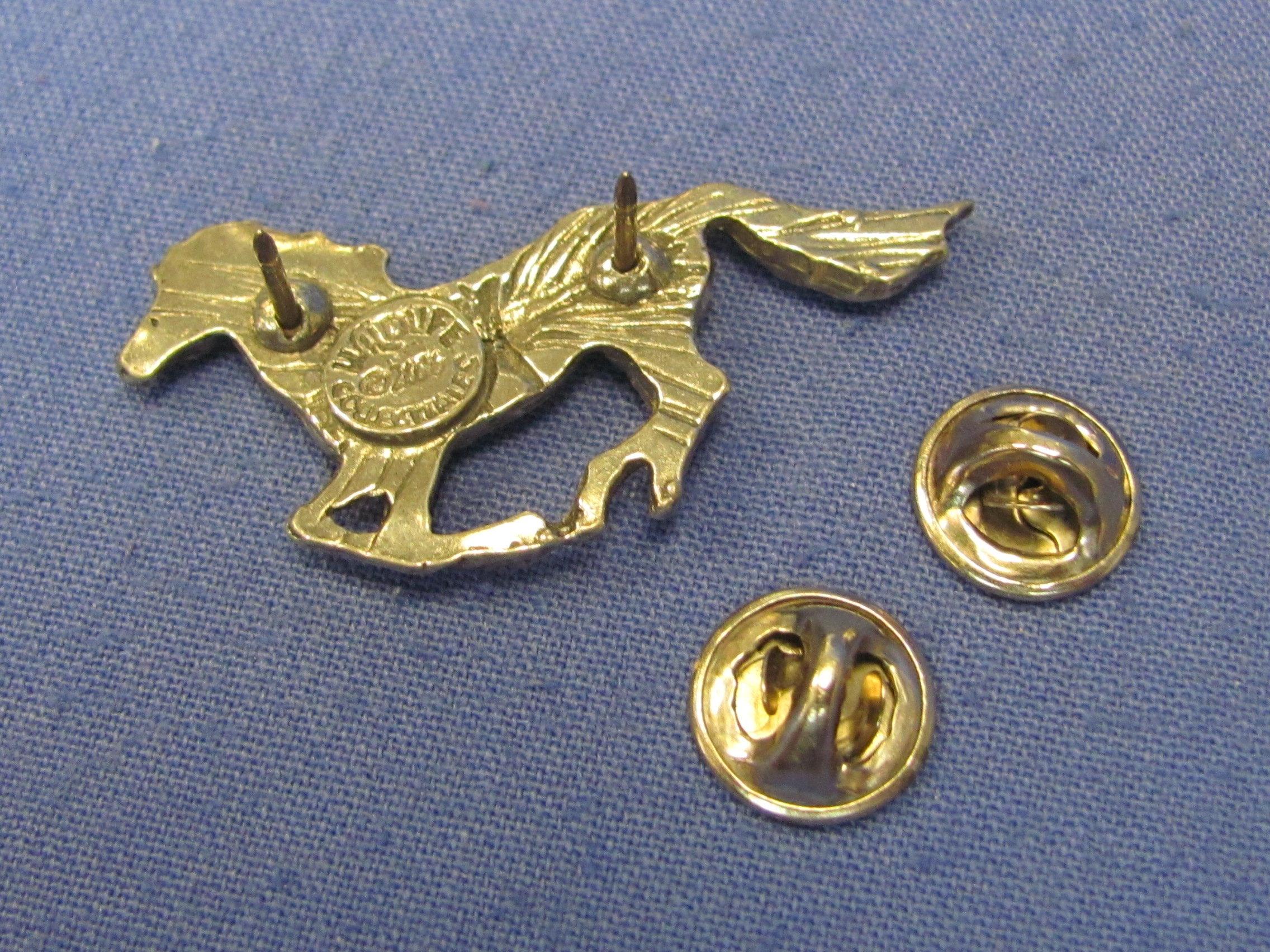Galloping Horse Tack Pin – Silvertone Metal, maybe Pewter – by Wildlife Collections – 1 7/8” wide