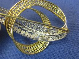 Sterling Silver Filigree Pin – Made in Germany – Signed EB – 2 1/8” long – 6.0 grams