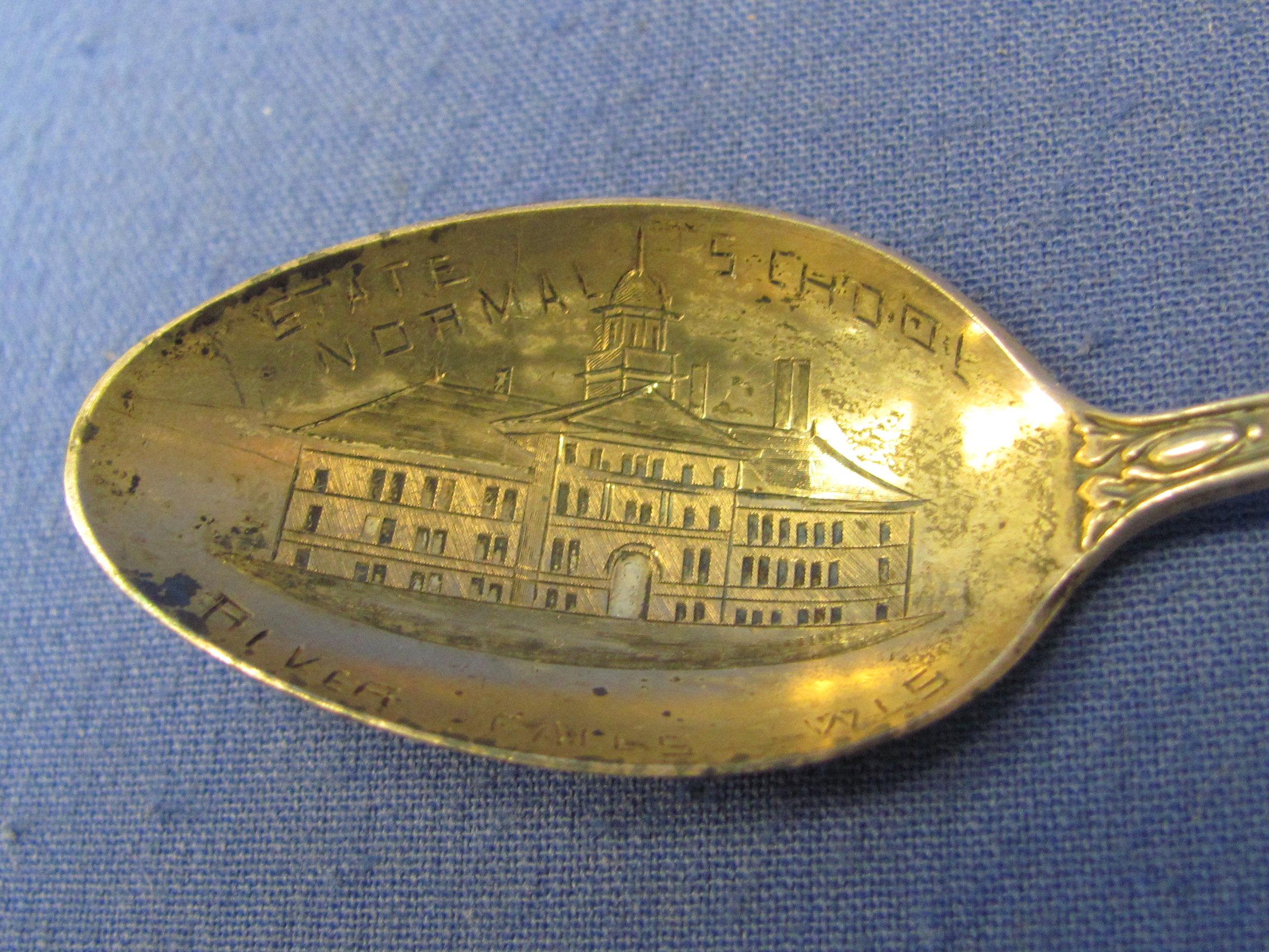 Sterling Silver Souvenir Spoon – State Normal School – River Falls, Wis. - 5 1/8” - 11.9 grams