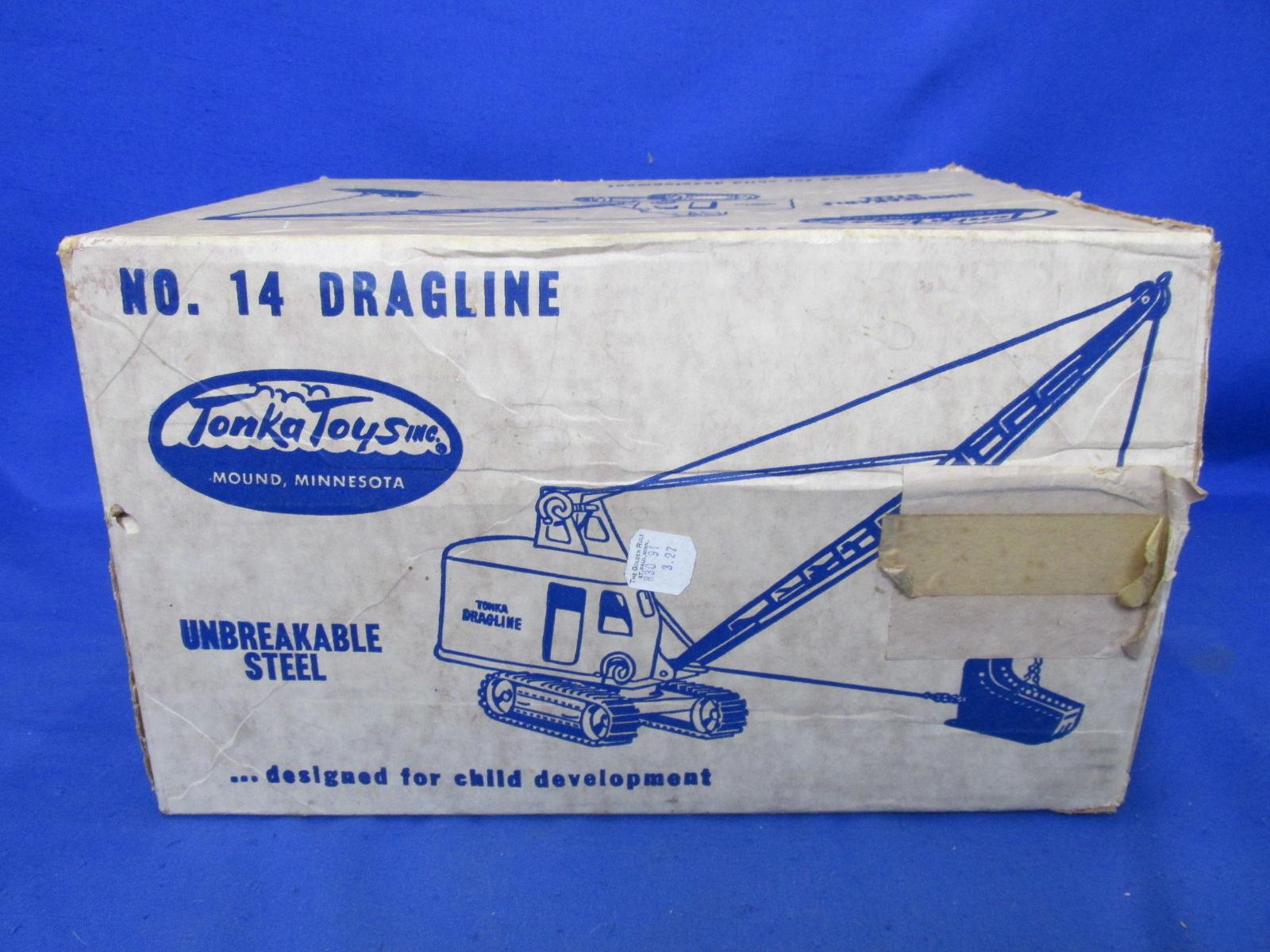 Vintage 1961 Tonka #14 Dragline In Original Box (Tag Says $3.27) Mound, MN – Looks Complete -