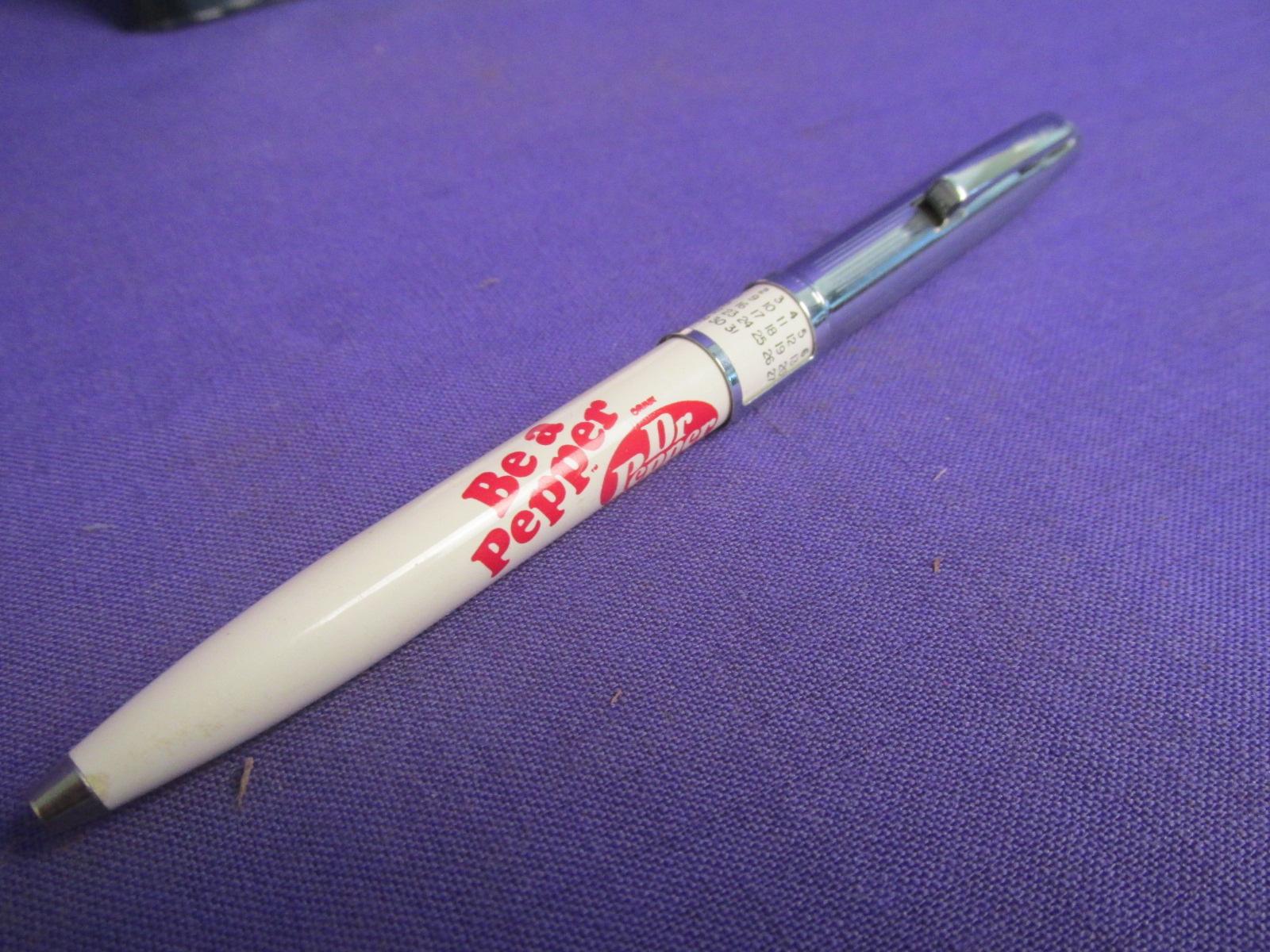 Cross Dr. Pepper Mechanical Pencil, Scheaffer Dr. Pepper Ballpoint Pen, 1999 Calender