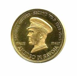 WWII Commemorative Proof Gold Medal 7g. 1958 Amadeo di Savoia