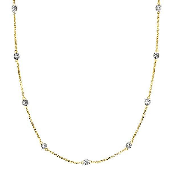 Diamonds by The Yard Bezel-Set Necklace in 14k Two Tone Gold (1.00ctw)