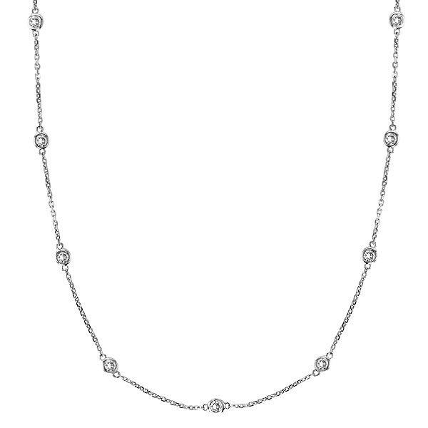 Diamonds by The Yard Bezel-Set Necklace in 14k White Gold (0.33 ctw)