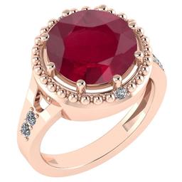 Certified 3.65 Ctw Ruby And Diamond VS/SI1 For Ladies Halo Ring 14K Rose Gold Made In USA