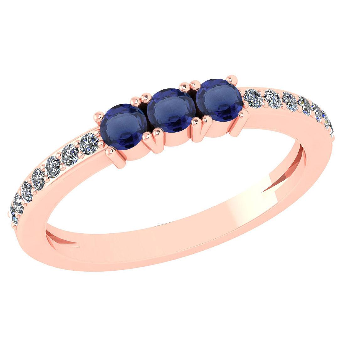 Certified 0.23 Ctw Blue Sapphire And Diamond 18k Rose Gold Halo Ring