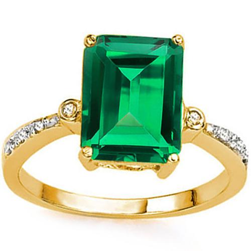 3.39 CTW RUSSIAN EMERALD & DIAMOND (VS CLARITY) 14KT SOLID YELLOW GOLD RING