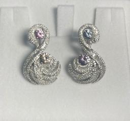 Handmade Piece by Designer Mischelle 18k White Gold Swan Earrings