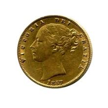Great Britain Gold Sovereign 1851-1872 Shield VF-XF