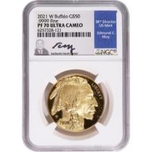 Certified Proof Gold Buffalo 2021-W PF70 NGC Moy signed