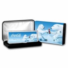 Coca-Cola? 4 oz Silver Polar Bear Winter Scene w/ Box & COA
