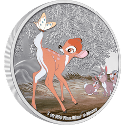 Disney Bambi 80th Anniversary - Bambi and Butterfly 1oz Silver Coin