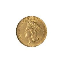 Early Gold Bullion $3 Liberty Almost Uncirculated