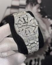 Custom Audemars Piguet Royal Oak 15400ST Full Diamond Watch Comes with Box & Appraisal