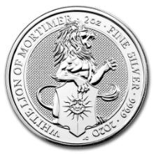 2020 2 oz British Silver Queens Beast The White Lion Coin (BU)