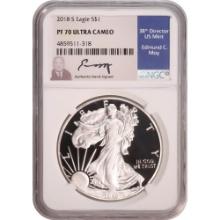 Certified Proof Silver Eagle 2018-S PF70UC NGC Moy signed
