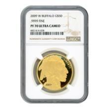 Certified Proof Buffalo Gold Coin 2009-W One Ounce PF70 Ultra Cameo NGC