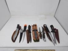 8 large knives, 6in sheath, 2w/out