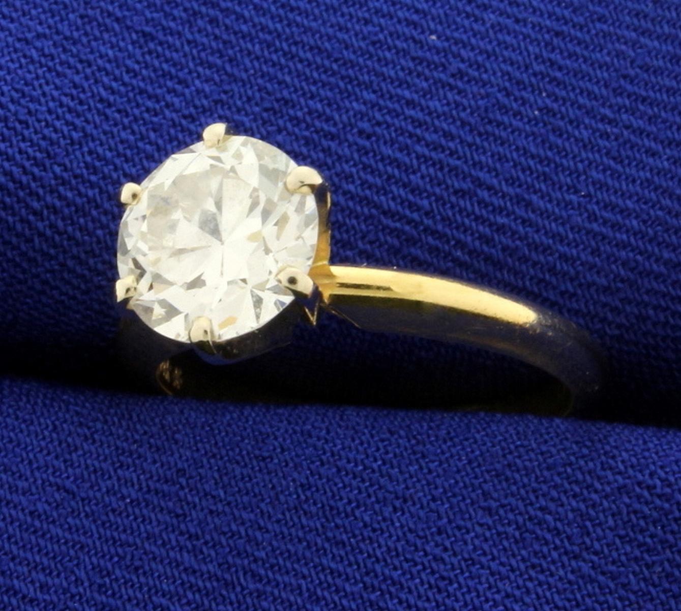 Gia Certified 2 Ct Solitaire Diamond Engagement Ring In 14k Yellow Gold