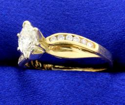 2/3 Ct Tw Marquise Diamond Ring In 14k Yellow Gold
