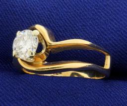 Diamond Solitaire .80 Ct Engagement Ring In 14k Yellow Gold