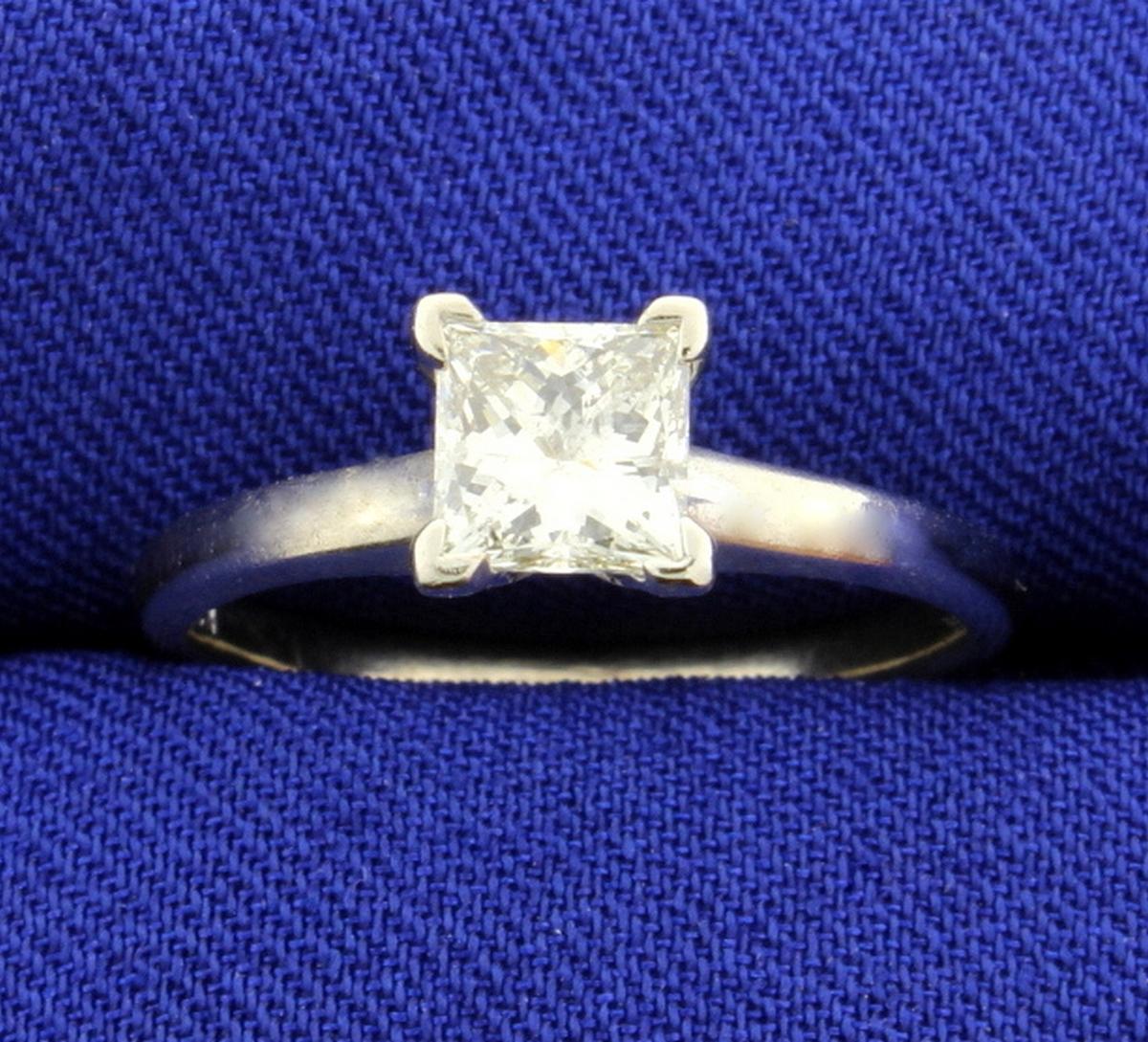 .84 Carat Princess Cut Diamond Solitaire Engagement Ring In 14k White Gold