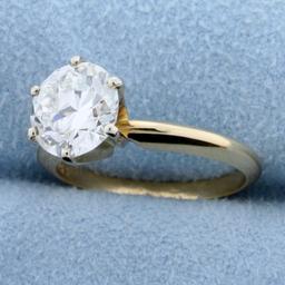 Gia Certified 2 Ct Solitaire Diamond Engagement Ring In 14k Yellow Gold