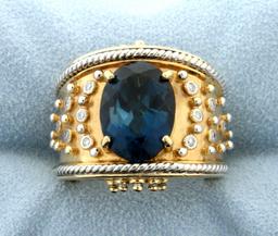 Designer Dallas Prince London Blue Topaz And Diamond Ring In 14k Gold