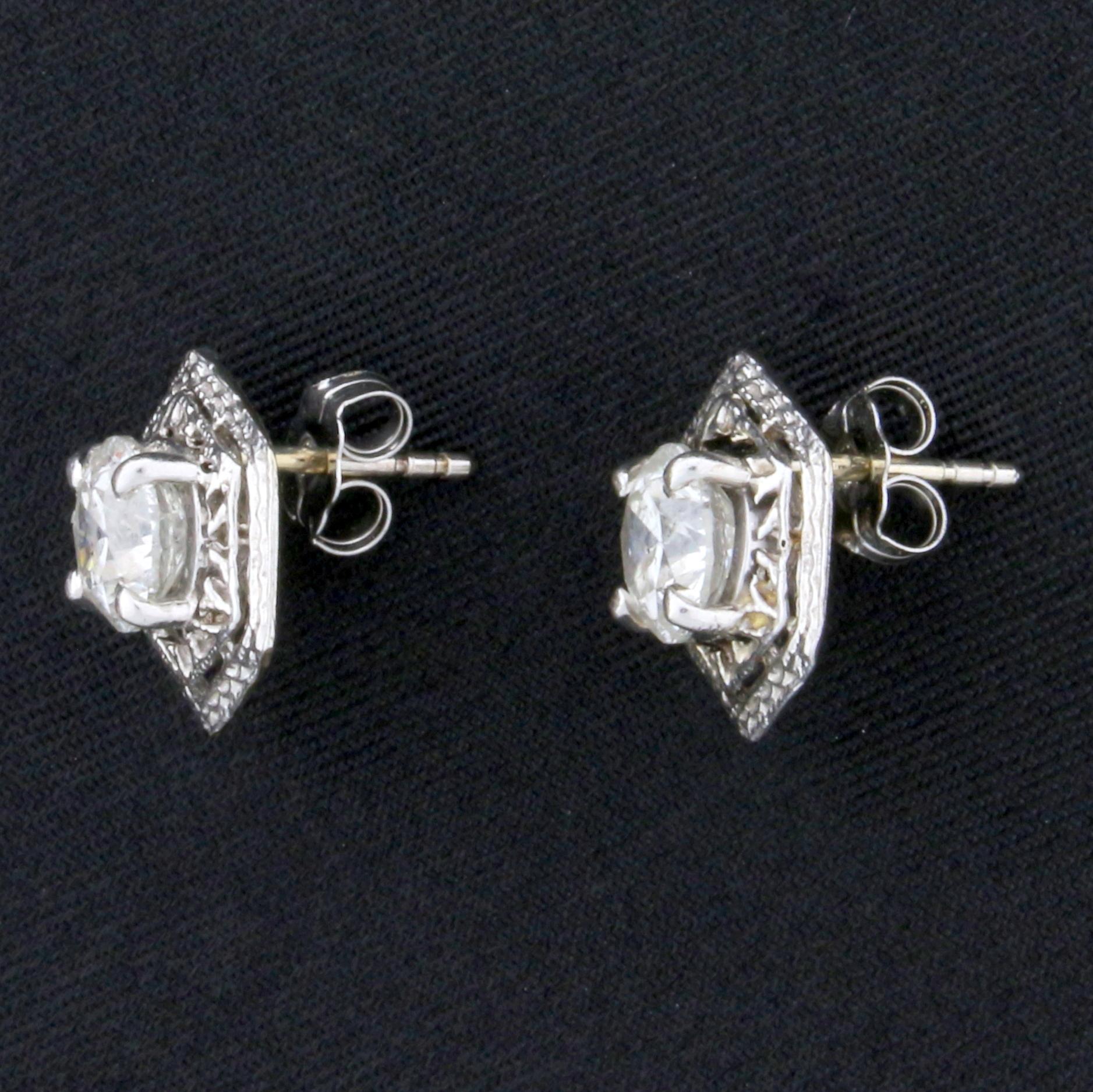Unique 1.6ct Tw Diamond Earrings In 14k White Gold
