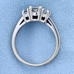 1ct Tw Three Stone Princess Cut Diamond Engagement Or Anniversary Ring In 14k White Gold