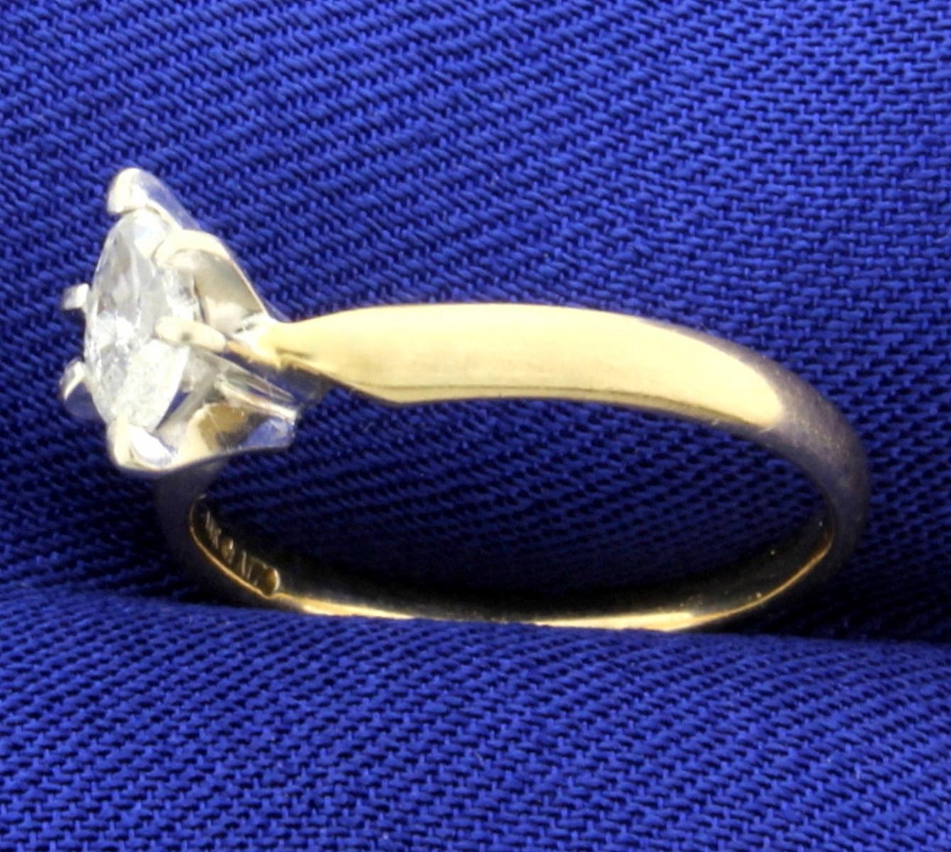 3/8ct Marquise Solitaire Diamond Engagement Ring In 14k Gold