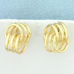 Unique Knot Design Earrings In 14k Yellow Gold