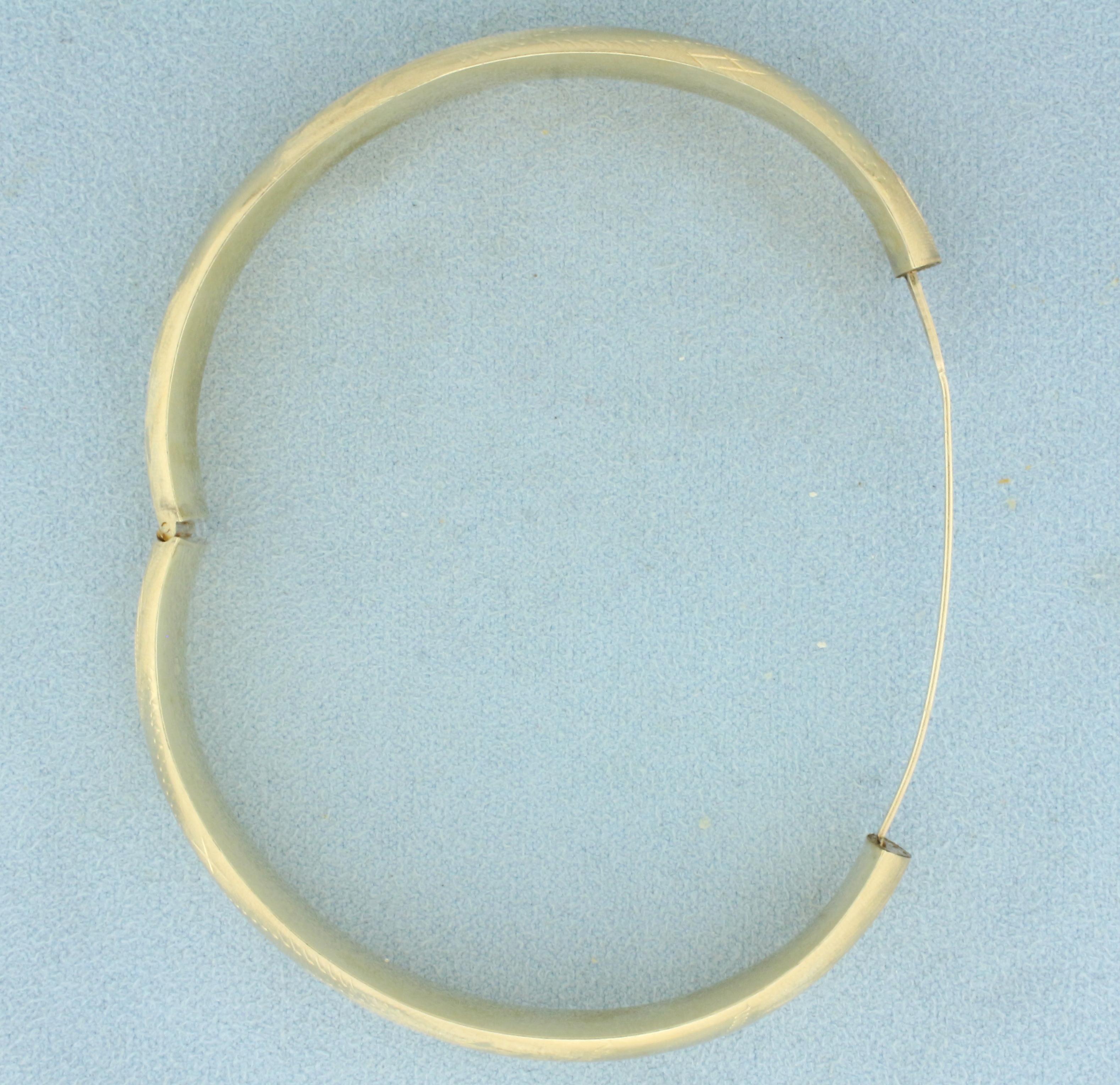 Etched Bangle Bracelet In 14k Yellow Gold