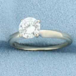 Certified Solitaire Diamond Engagement Ring In 14k White Gold