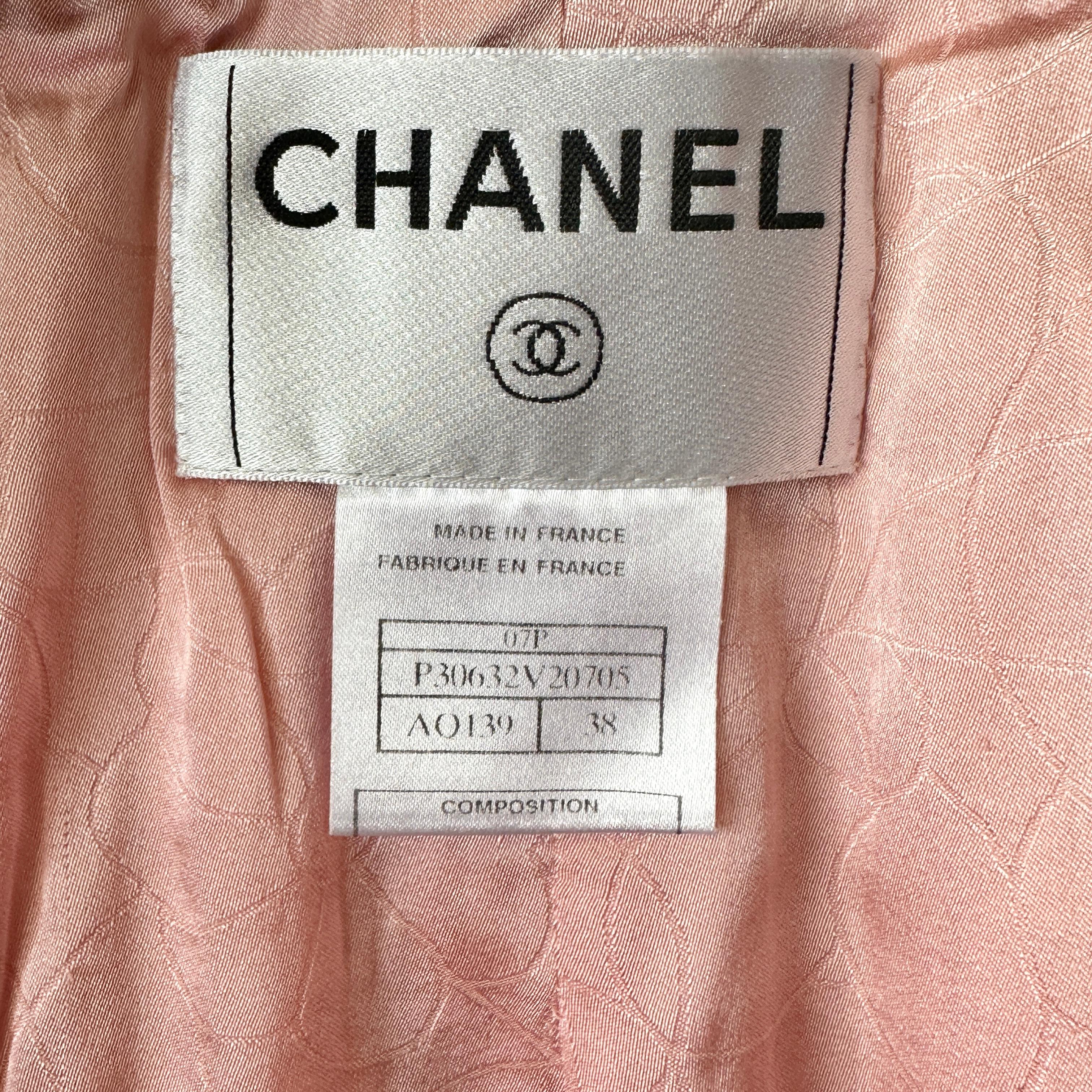 Chanel Barbie Pink 07p Braided Cc Logo Button Tweed Short Jacket 38