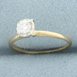 Diamond Solitaire Engagement Ring In 14k Yellow And White Gold