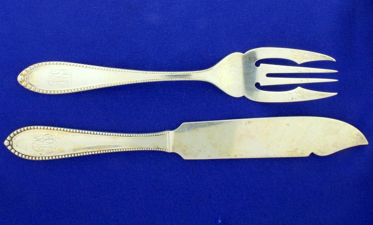 Antique Virginia By Gorham 21 Piece Fork And Knife Set From 1893 In Sterling Silver