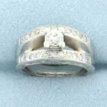 Diamond Engagement Ring With Heart Accents In 18 White Gold